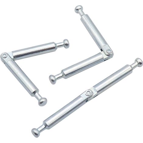 2x goujon double articulé 84mm ferrure d'assemblage acier meuble en bois rotule équerre vis fixation bras