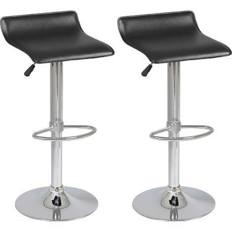 TARAN - Lot de 2 Tabourets de Bar Simili Noir (1/2)