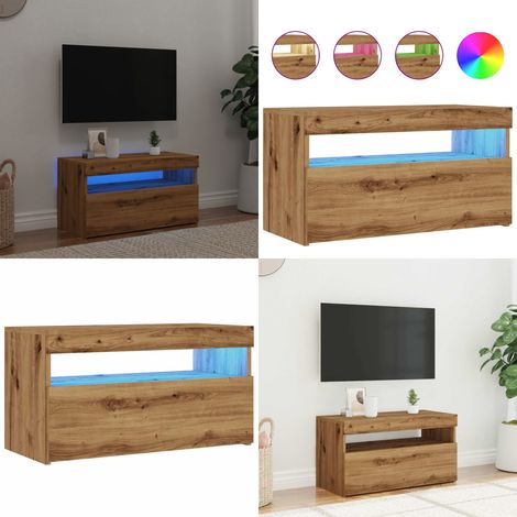 vidaXL TV-Schrank mit LED-Leuchten Artisan-Eiche 75x35x40 cm (1/5)