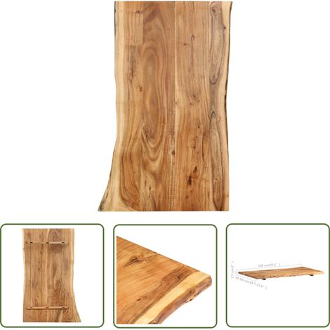 INLIFE Dessus de table Bois d'acacia massif 100x(50-60)x2,5 cm (1/5)