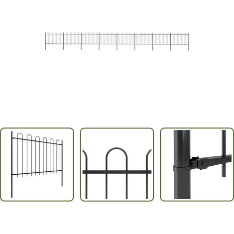 Clôture décorative - Clôture de jardin avec arceau en acier 1426 x 120 cm Noir (1/5)