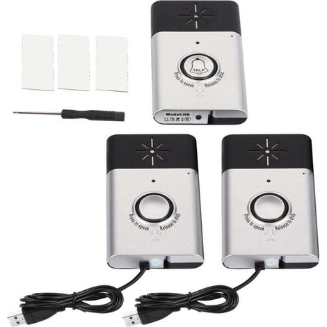Sonnette sans fil intelligente avec interphone vocal et système de contrôle d'accès, finition argentée, pour porte intérieure/extérieure (1/4)