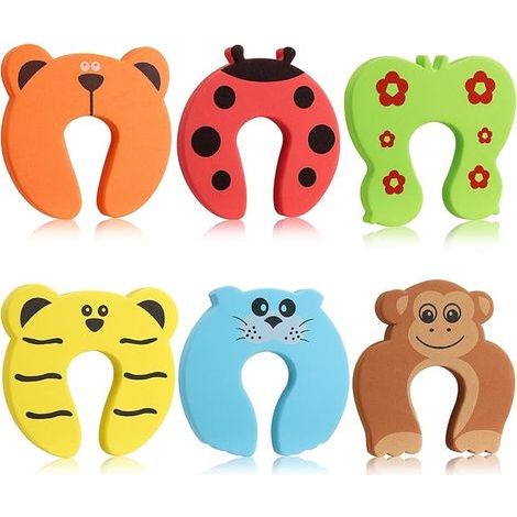 Set mit 6 Türstoppern gegen Einklemmen, Schaumstoff-Türstoppern, Sicherheits-Türstoppern, Fingerschutz für Türen und Fenster, Kinderfingerschutz (1/5)