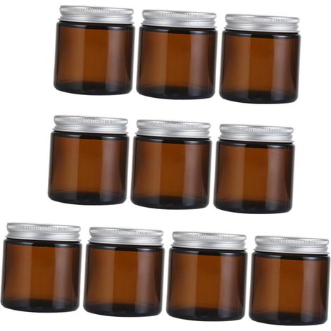 Lot de 10 Contenants en Verre Marron 100ml pour Bougies Parfumées DIY avec Couvercle, Récipient Sûr pour Chambre et Salle de Bain Couleur Aléatoire (1/5)