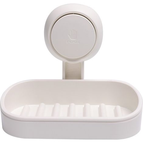 Blanc Porte Savon à Ventouse sans Perçage & Réutilisable 1 Seconde d'Installation, Charge 5KG pour Carrelage Paroi de la Douche Salle de Bain