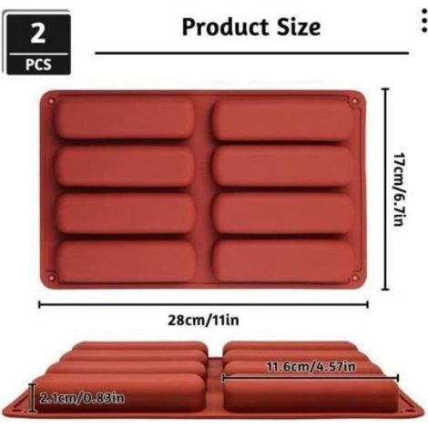 Moules à pâtisserie silicone alimentaire antiadhésif – 2 pièces, 8 cavités (1/4)