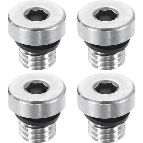 Lot de 4 bouchons de tuyau en acier inoxydable 304, filetage mâle métrique M8 x 1,25, tête hexagonale, avec joint torique, pour tuyaux d'air, d'eau, d'huile et de gaz.