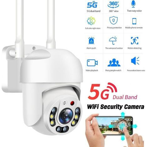 Caméra de surveillance 5G WIFI HD – Vision nocturne – Contrôle PTZ 275° – Détection de mouvement avancée – Résolution 1280x720 (1/5)