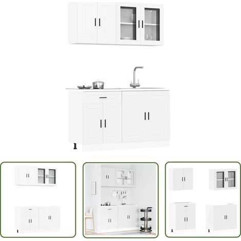 vidaXL Ensemble d'armoires cuisine 4pcs Kalmar blanc bois d'ingénierie (1/5)