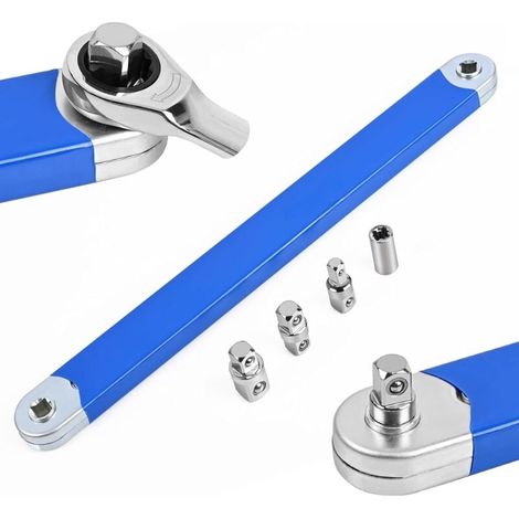 1/2" Clé d'extension coudée Offset avec adaptateur d'entraînement , 1/4" et 3/8", clé d'extension multifonction à cliquet pour mécaniciens, bricoleurs, réparation automobile (1/5)