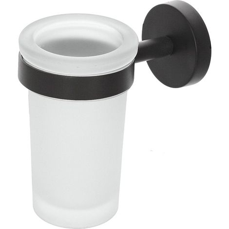 Bicchiere porta spazzolino a muro nero opaco linea Chic Black