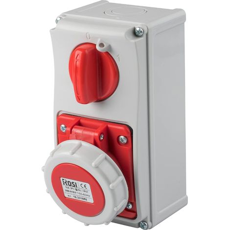 Presa interbloccata verticale con sezionatore, con fondo, 380V, 5 poli, 32A, IP67 - Rosi 19.3432R6 (1/2)