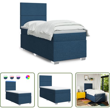 The Living Store Boxspringbett mit Matratze Blau 90x190 cm Stoff - Boxspringbett - Doppelbett - Schlafsystem - Bettenrahmen - Liegefläche 90x190 Cm (1/5)