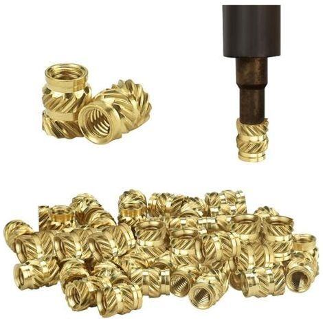 50 PCS Female Thread Brass Nuts Threaded Insert Assortment M3 Anti-oxidation M3 Threaded Insert Anti-corrosion Anti-deformation - Golden (1/5)