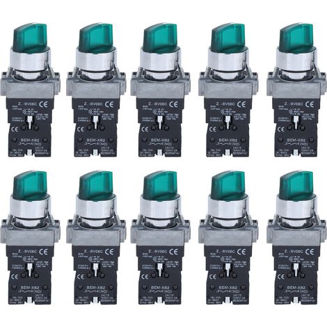 10 commutateurs à bouton BERM normalement fermés AC220V/AC24V, modèle BEM-XB2-20XD/31220V, 10 pièces, interrupteur à bouton rotatif. (1/5)