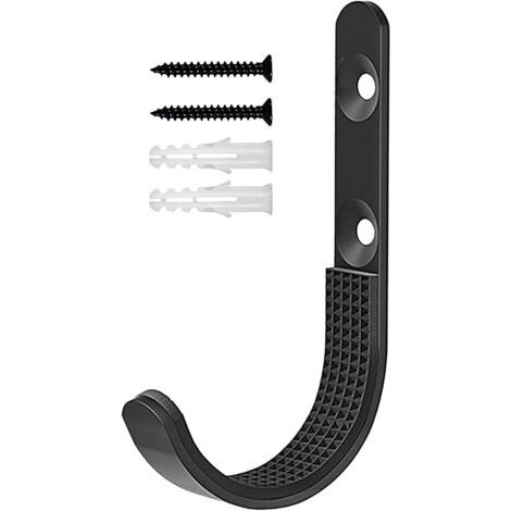 Lot de 2 Crochet utilitaire en acier  Crochets en J pour rangement de garage  Crochets en acier avec ancrages muraux et vis – Crochets utilitaires en J noirs pour œuvres d'art (1/5)