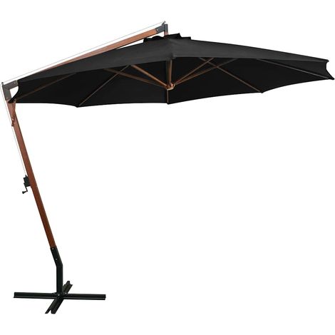 Maison Exclusive - Parasol de jardin suspendu avec mât noir bois de sapin massif (1/5)