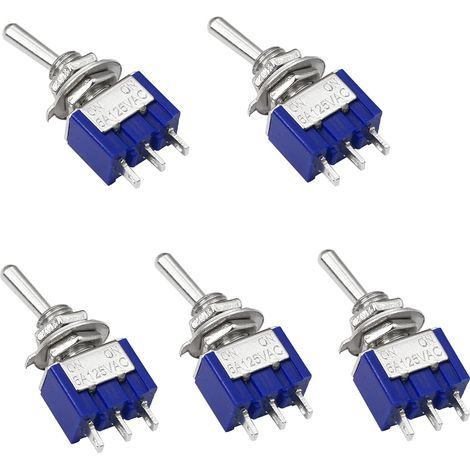 5pcs 6A 125V AC Mini 3 Pin SPDT Switch MTS-102 SPDT ON/ON (1/5)