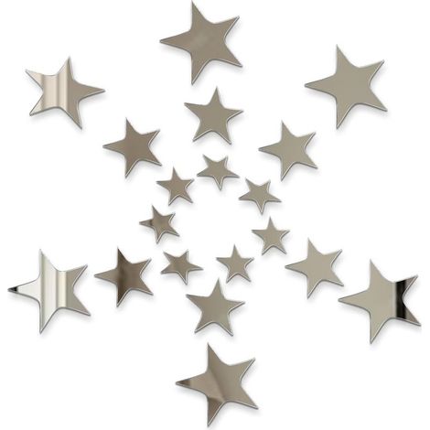 40 Pièces Miroir Collant Mural Autocollant Etoile Acrylique Stickers Muraux Salon Autocollant Mural pour Chambre à Coucher Miroir Adhésif Argenté pour Maison Stickers Miroir Coller (1/5)