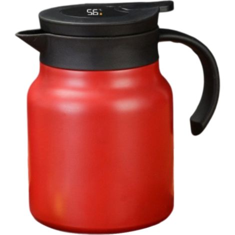 Carafe isotherme 1000 ml avec infuseur à thé / Thermos à double paroi sous vide avec affichage LED / Théière / Maintien au chaud pendant 12 heures et au froid pendant 24 heures (Rouge)
