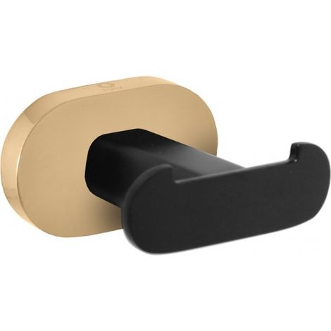 Patère double YUKON en laiton noir doré 6 cm (1/2)