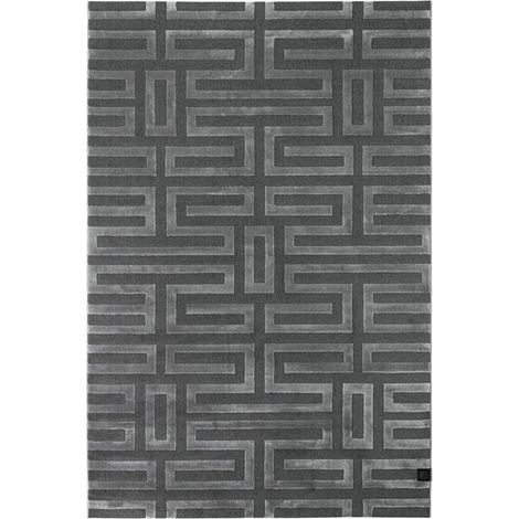 Tapis salon et chambre 160x230 gris rectangle tissé motif géométrique CONRAD (1/5)