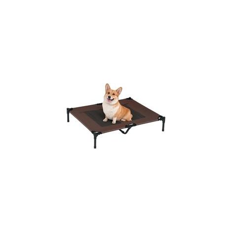 PawHut Haustierbett mit Beinen, Hunde-/Katzenbett, Feldbett, erhöhtes Haustierbett, hoher Komfort, Oxford-Gewebe, mikroperforiertes Textilene, Metallrahmen, 92 x 76 x 18 cm (L x B x H), Kaffee