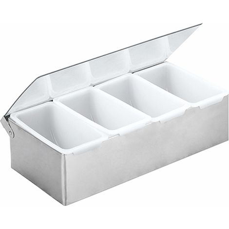 Gewürz- und Soßenbox mit 4 Fächern – Praktische Aufbewahrung und Spender für Gewürze, Zutaten und Toppings immer griffbereit (1/4)
