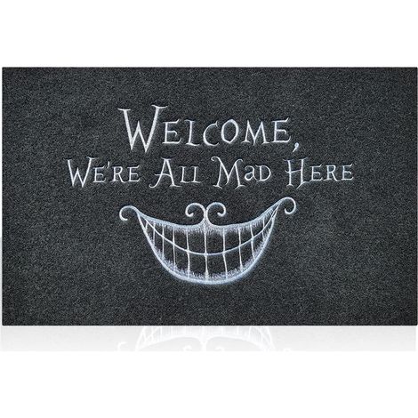 Tapis de Porte Amusant pour intérieur avec Dos en Caoutchouc Naturel, Noir Smiley pour Porte d'entrée, Couloir, Jardin (1/5)