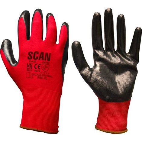 Scan 2ANK33L-24 Palm Dipped Black Nitrile Gloves - Large Size 9 SCAGLONITBL (1/3)