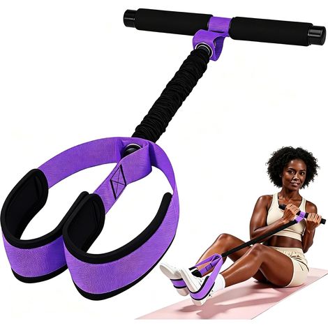 Bande de Resistance Musculation, avec Pédales Poignées, Appareil À Pédales avec Élastique, pour Abdominaux, Taille, Bras, Jambes Étirements, Équipement Exercice（Violet 55 LB (1/5)
