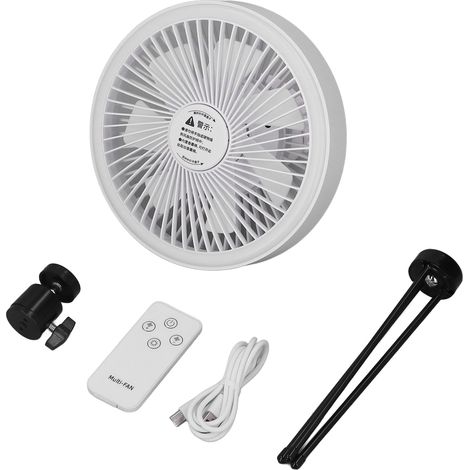 Ventilateur trépied portable rechargeable USB avec lumière LED pour le camping et les activités de plein air sous la tente (1/5)