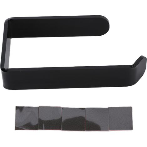 Porte-rouleau de papier toilette mural en acrylique noir, sans perforation, pour salle de bain et cuisine. (1/5)
