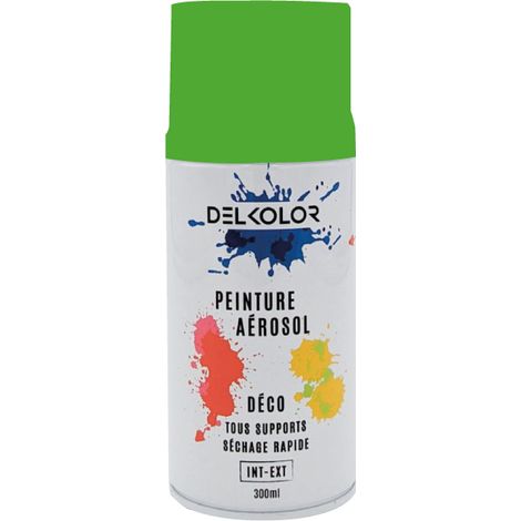 Delkolor Peinture en Aérosol Tous Supports - 300ml Couleur: RAL 6018 VERT JAUNE - Conditionnement: 300ml