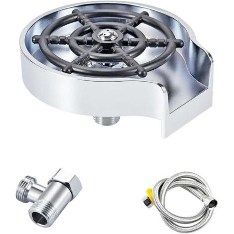 Rinceur de Verre pour Évier de Cuisine, Rince Verre Evier, Laveuse Automatique De Tasses, Lave-Tasses pour la Maison, Le Restaurant et Le Bar, Argent
