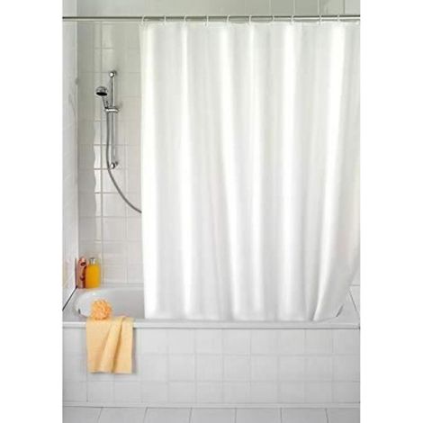 Rideau de douche - - Uni Blanc - Hydrofuge - Lavable en machine - 240x180 cm (1/2)
