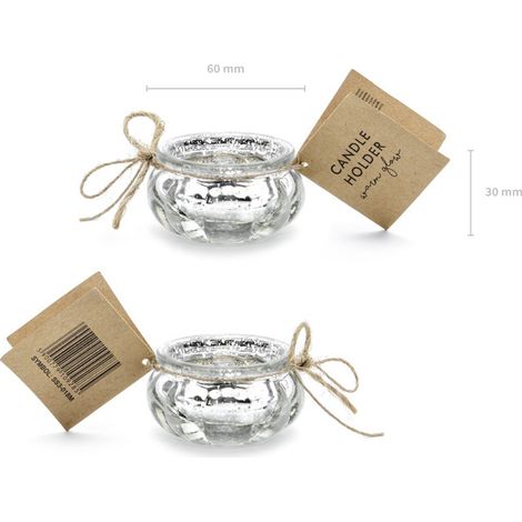 Bougeoir argenté PartyDeco 3 cm, lot de 4 (1/3)