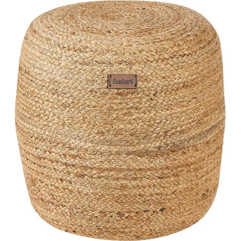 Pouf rotondo in iuta stile boho 46 x 48 cm beige Dalama