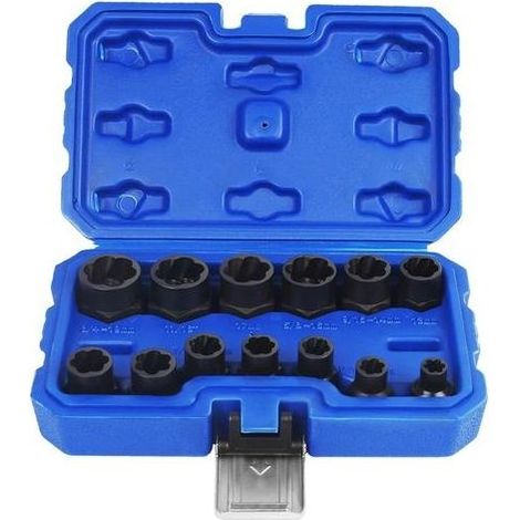 13 pièces Impact endommagé boulon écrou extracteur douille ensemble d'outils boulon écrou vis enlèvement clé à douille (1/5)