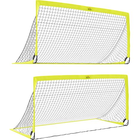 Two Football Goal Nets, Foldable Outdoor Sport Training Equipment, for Teens, Adults, with Carrying Bag, Yellow (1/5)
