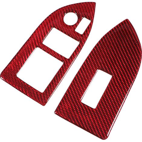 Cache de lève-vitre en fibre de carbone (rouge) en 2 parties pour Subaru BRZ (1/5)