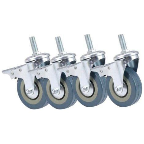 Heavy Duty 75mm Swivel Caster with Trolley Brakes Casters Wheels for Furniture, Set of 4 (1/4)