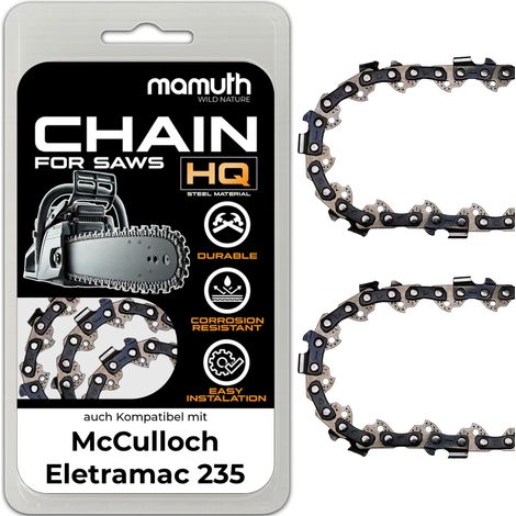 2x chaîne de tronçonneuse 30cm 1,3mm 3/8" 45 TG pour McCulloch Eletramac 235 (1/4)