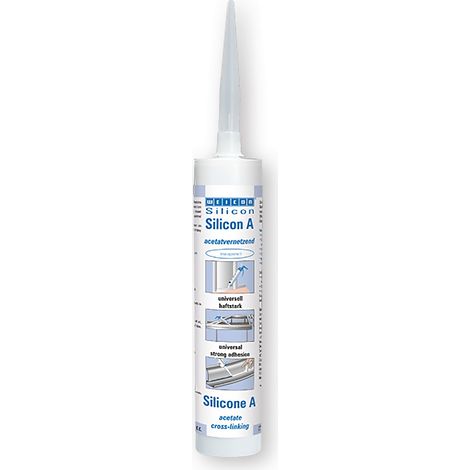 WEICON Silicon A, acetatvernetzender und fungizid eingestellter Dichtstoff, 310 ml, transparent (1/2)