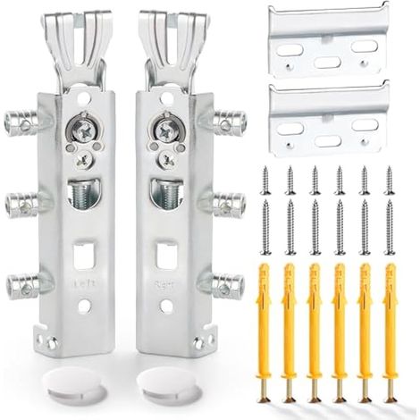 2 Pièces Suspension D'armoire Supports, Attaches Dissimulées pour Armoires Murales, Support de Suspension D'armoire de Cuisine Dissimulé, avec Vis et Couvercle, Poids du Roulement: 100kg (1/4)