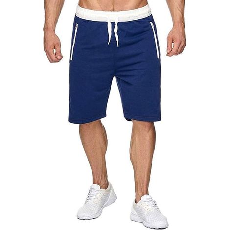 Short décontracté homme pour sport, pantalon d'entraînement à taille élastique avec cordon, poches zippées, running shorts d'été, nouvelle collection, confortable et léger (1/5)