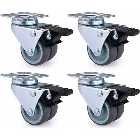 Set of 4 Swivel Casters with Brake for Furniture Capacity 600 kg Ultra Resistant (1/4)