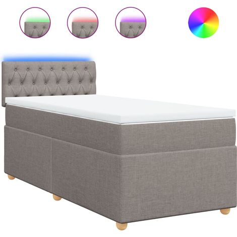Maison Exclusive - Cama box spring con colchón tela gris taupe 90 (1/5)