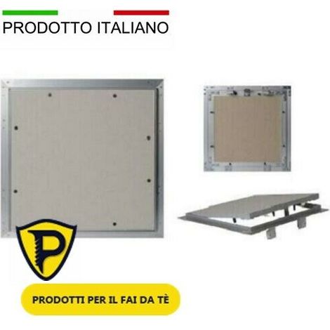 BOTOLA CARTONGESSO cm 50 x 50 x sp. 12,5 mm TELAIO ALLUMINIO A SCATTO CON CALAMITA (1/3)