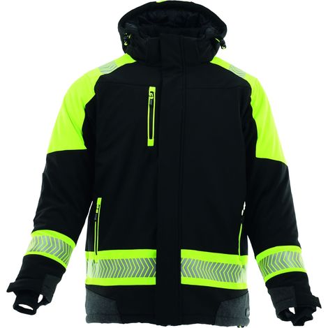 Chaqueta de trabajo larga y cómoda NEO Winter Sara XXL, color negro y amarillo reflectante. (1/2)